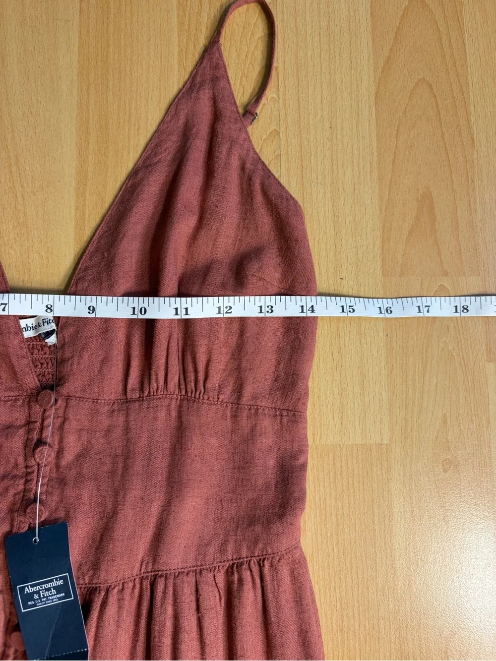 Abercrombie & Fitch NWT Button Through Maxi Dress Linen Blend in Rust Cinnamon S